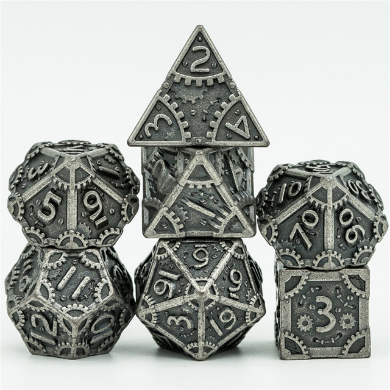 SteamPunk: Silver - Metal RPG Dice Set Metal Dice Foam Brain Games