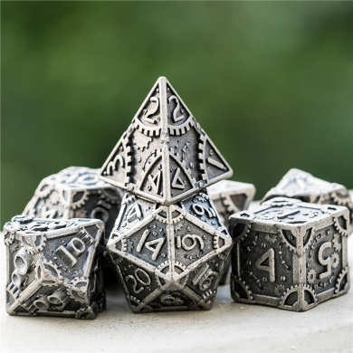 SteamPunk: Silver - Metal RPG Dice Set Metal Dice Foam Brain Games