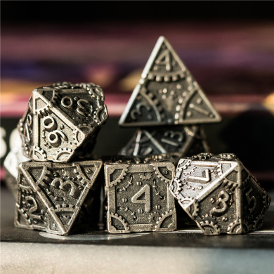 SteamPunk: Silver - Metal RPG Dice Set Metal Dice Foam Brain Games