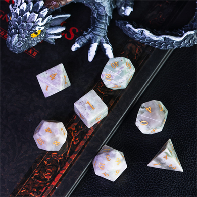 Auspicious Jade - Gemstone Engraved with Gold Stone Dice Foam Brain Games