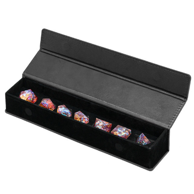 Magnetic Dice Vault - Black Leatherette Dice Box Foam Brain Games