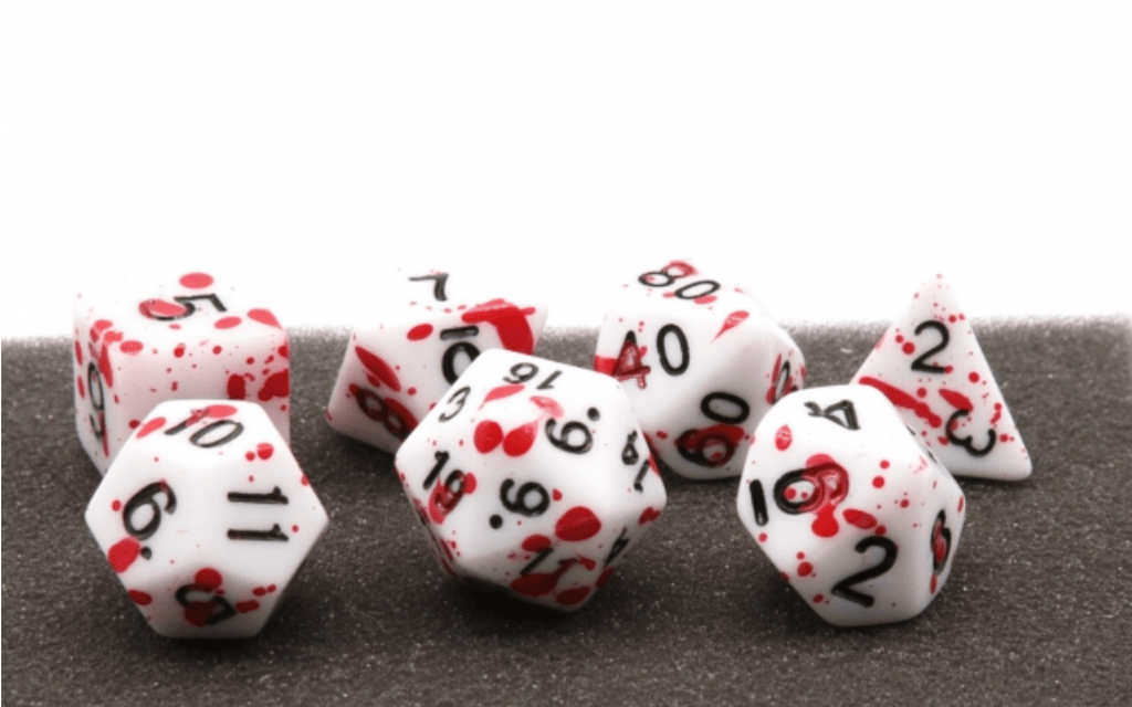 Blood Splatter RPG Dice Set Plastic Dice Foam Brain Games