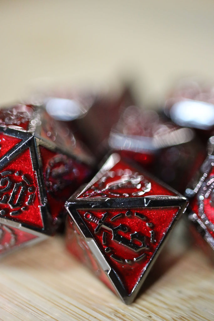 Crossed Swords: Blood Sword - Metal RPG Dice Set Metal Dice Foam Brain Games