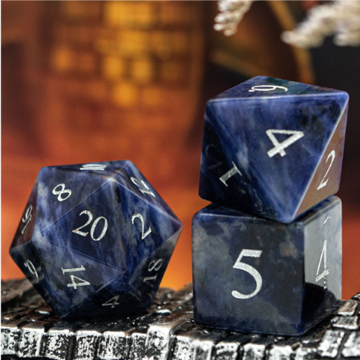 Blue-Vein - Gemstone Engraved Stone Dice Foam Brain Games