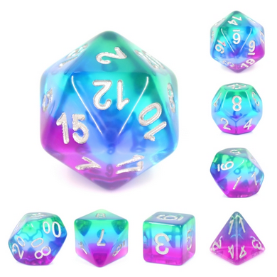 Blue Aurora RPG Dice Set Plastic Dice Foam Brain Games