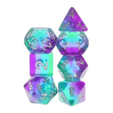 Blue Aurora RPG Dice Set Plastic Dice Foam Brain Games