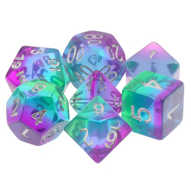 Blue Aurora RPG Dice Set Plastic Dice Foam Brain Games