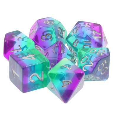 Blue Aurora RPG Dice Set Plastic Dice Foam Brain Games