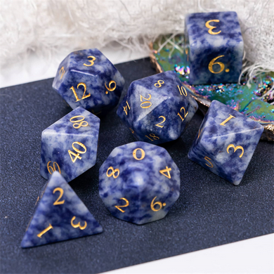 Blue Dot - Gemstone Engraved with Gold Stone Dice Foam Brain Games