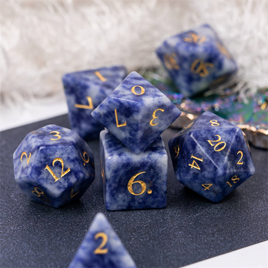 Blue Dot - Gemstone Engraved with Gold Stone Dice Foam Brain Games