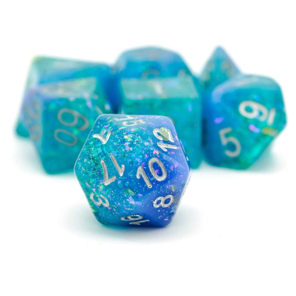 Blue & Green Seabed Treasure RPG Dice Set Plastic Dice Foam Brain Games