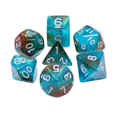 Glow in the Dark Blue Nebula RPG Dice Set Plastic Dice Foam Brain Games