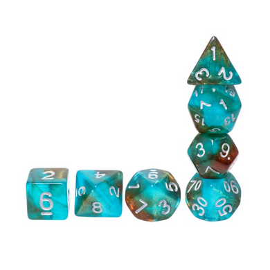 Glow in the Dark Blue Nebula RPG Dice Set Plastic Dice Foam Brain Games