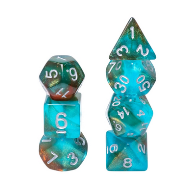 Glow in the Dark Blue Nebula RPG Dice Set Plastic Dice Foam Brain Games