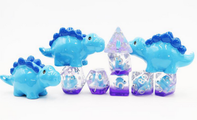 Blue Stegosaurus RPG Dice Set Plastic Dice Foam Brain Games