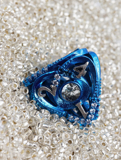 Hollow Hearts: Jeweled Blue -  Metal RPG Dice Set Metal Dice Foam Brain Games