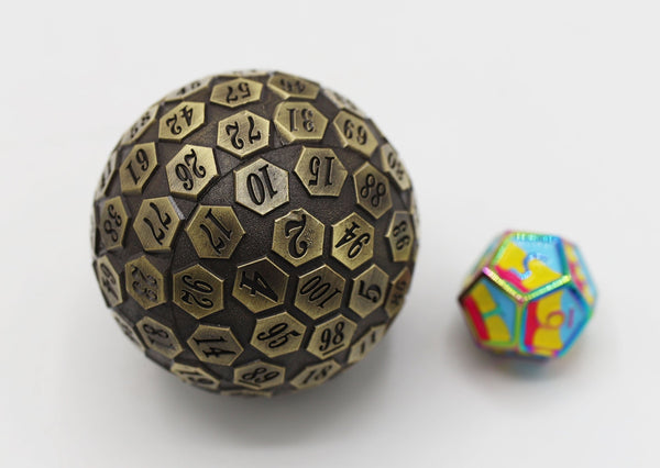 45mm Metal D100 - Bronze Metal Dice Foam Brain Games