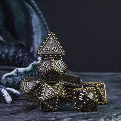Brigandine Armor: Bronze - Metal RPG Dice Set Metal Dice Foam Brain Games