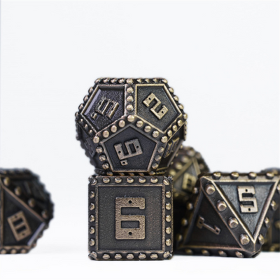 Brigandine Armor: Bronze - Metal RPG Dice Set Metal Dice Foam Brain Games