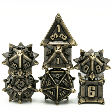 Warrior's Flail: Bronze - Metal RPG Dice Set Metal Dice Foam Brain Games