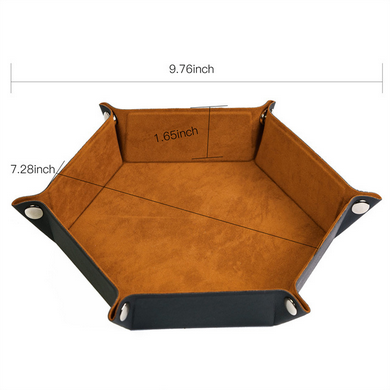 Leatherette & Velvet Dice Tray (Camel Hex) Dice Tray Foam Brain Games