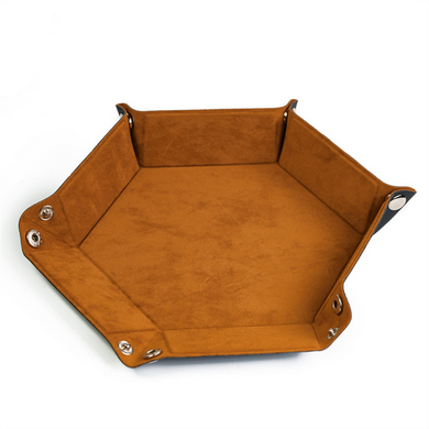 Leatherette & Velvet Dice Tray (Camel Hex) Dice Tray Foam Brain Games