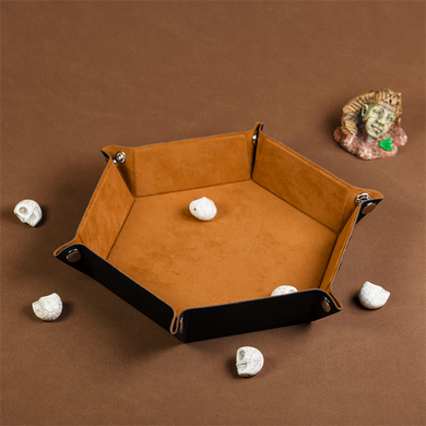 Leatherette & Velvet Dice Tray (Camel Hex) Dice Tray Foam Brain Games