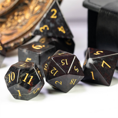 Chicken-Blood Stone - Gemstone Engraved with Gold Stone Dice Foam Brain Games