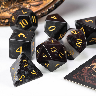 Chicken-Blood Stone - Gemstone Engraved with Gold Stone Dice Foam Brain Games