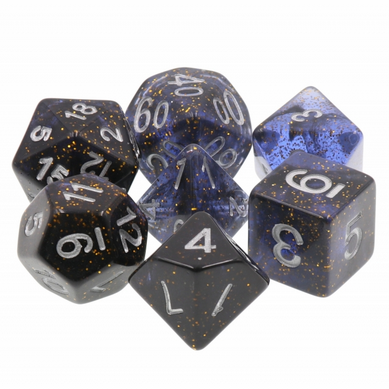 Clear Night Sky RPG Dice Set Plastic Dice Foam Brain Games