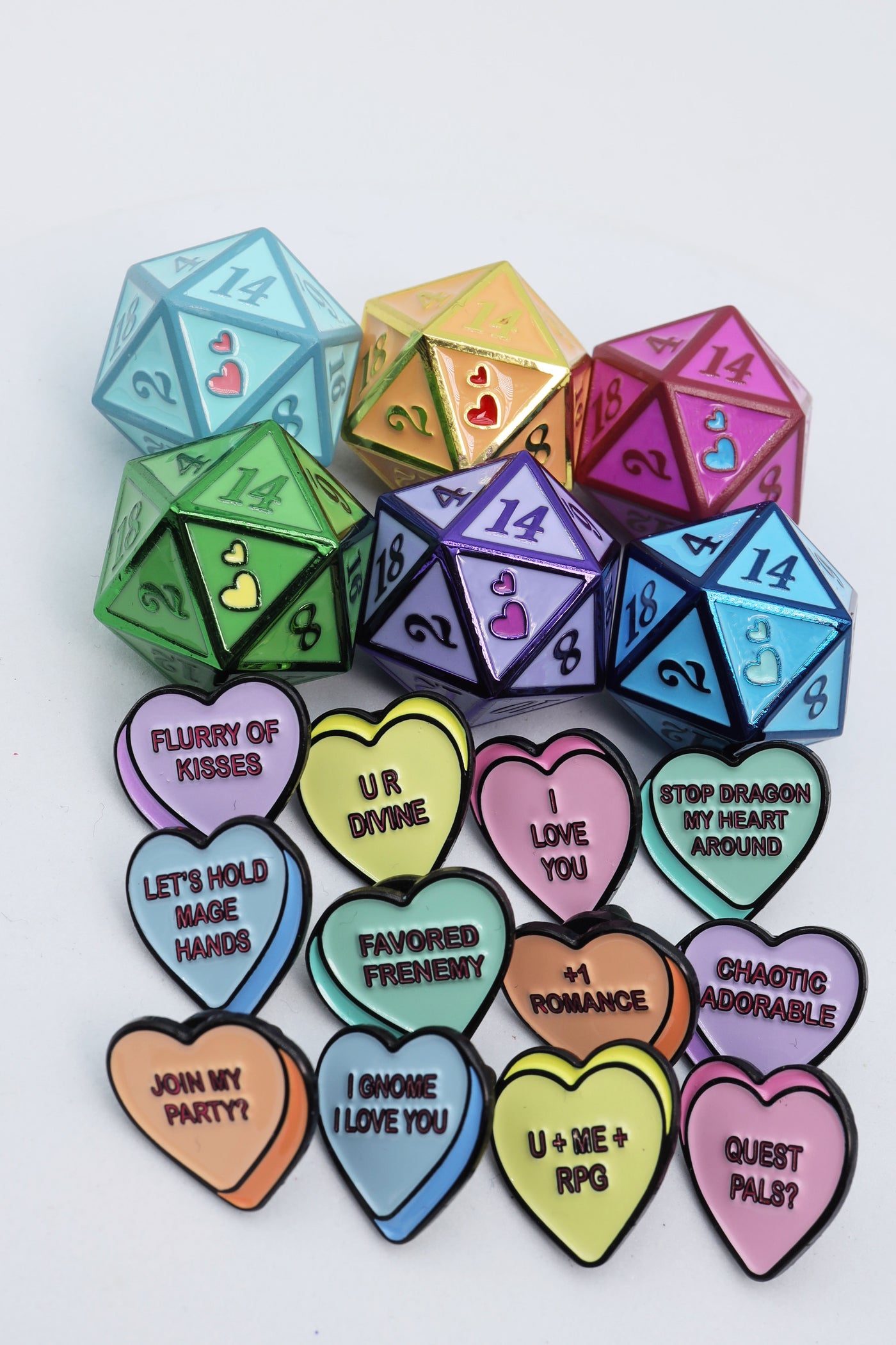 Mystery Loot: Candy Hearts 2 Metal Dice Foam Brain Games