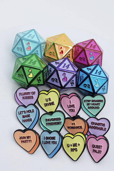 Mystery Loot: Candy Hearts 2 Metal Dice Foam Brain Games