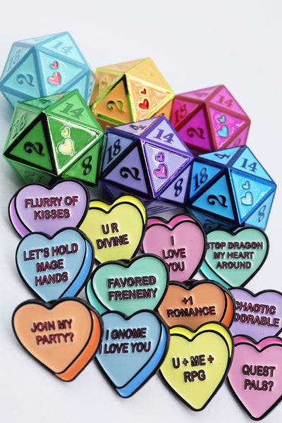 Mystery Loot: Candy Hearts 2 Metal Dice Foam Brain Games
