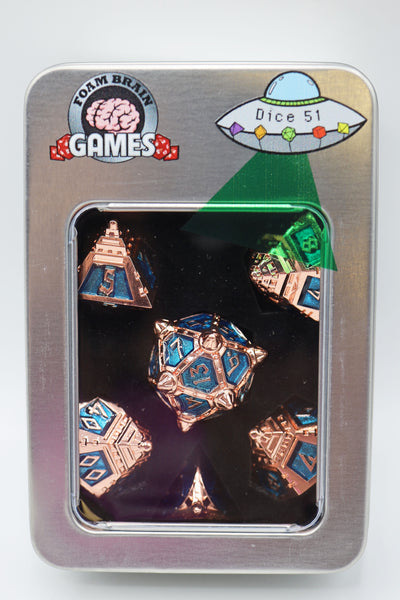 Dice 51: Copper Lit Space - Metal RPG Dice Set Metal Dice Foam Brain Games