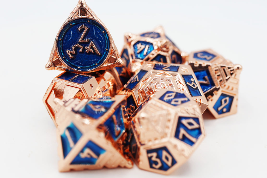 Dice 51: Copper Lit Space - Metal RPG Dice Set Metal Dice Foam Brain Games