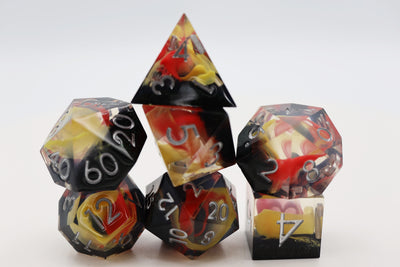Sharp Edge Resin RPG Dice Set - Coral Snake Plastic Dice Foam Brain Games