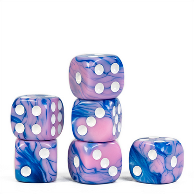 12 piece Pip D6s - Cotton Candy Plastic Dice Foam Brain Games