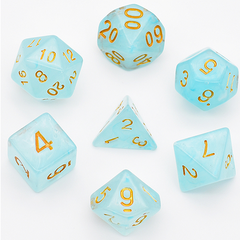 Cyan Silk Translucent Dice RPG Dice Set Plastic Dice Foam Brain Games