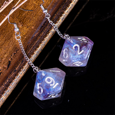 D10 Galaxy Earrings: Purple & Black Jewelry Foam Brain Games