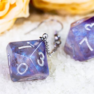 D10 Galaxy Earrings: Purple & Black Jewelry Foam Brain Games