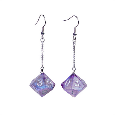 D10 Galaxy Earrings: Purple & Black Jewelry Foam Brain Games