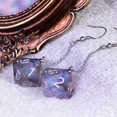D10 Galaxy Earrings: Purple & Black Jewelry Foam Brain Games