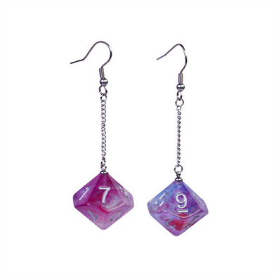 D10 Galaxy Earrings: Purple & Red Jewelry Foam Brain Games