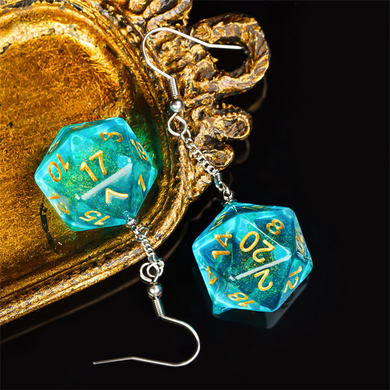D20 Aurora Earrings: Cyan Jewelry Foam Brain Games