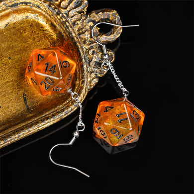 D20 Aurora Earrings: Orange Jewelry Foam Brain Games