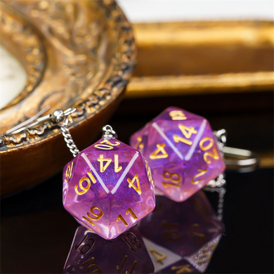 D20 Aurora Earrings: Purple Jewelry Foam Brain Games