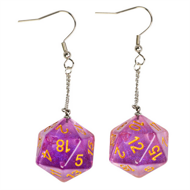 D20 Aurora Earrings: Purple Jewelry Foam Brain Games