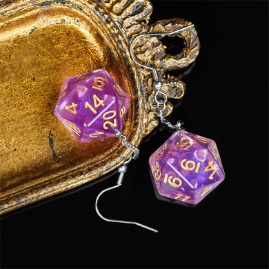 D20 Aurora Earrings: Purple Jewelry Foam Brain Games