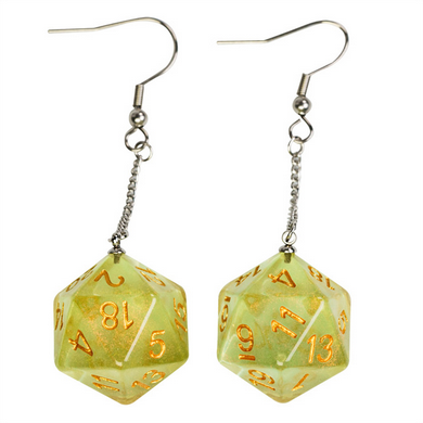 D20 Aurora Earrings: Yellow Jewelry Foam Brain Games