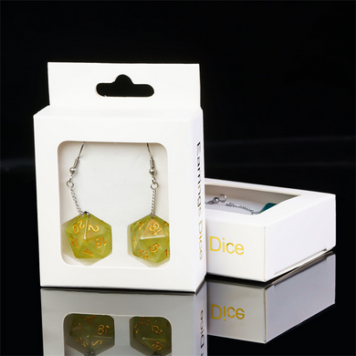 D20 Aurora Earrings: Yellow Jewelry Foam Brain Games